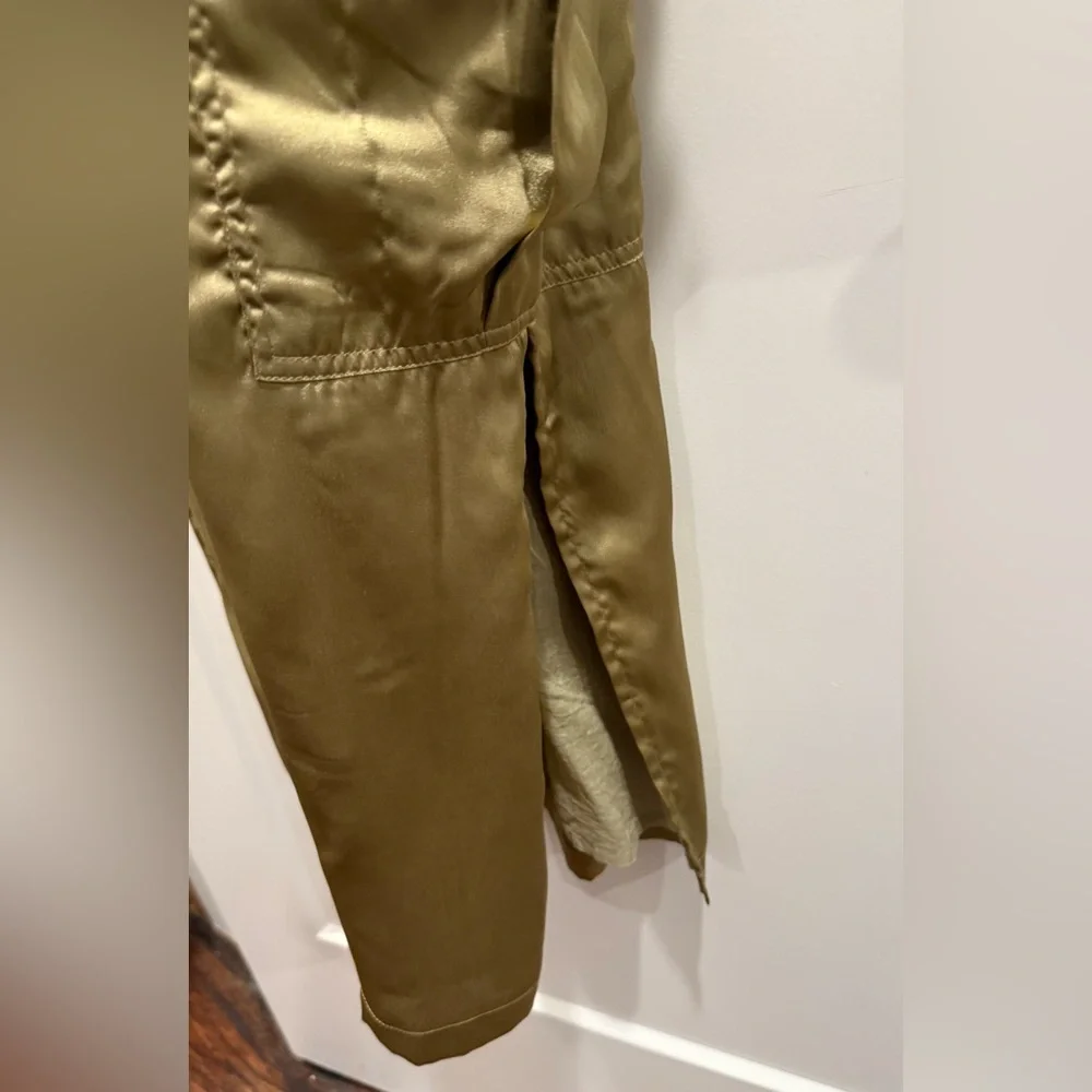 Love The Label Anthropologie Sleeveless Utility Satin Green Midi Dress Size XS - Picture 6 of 13